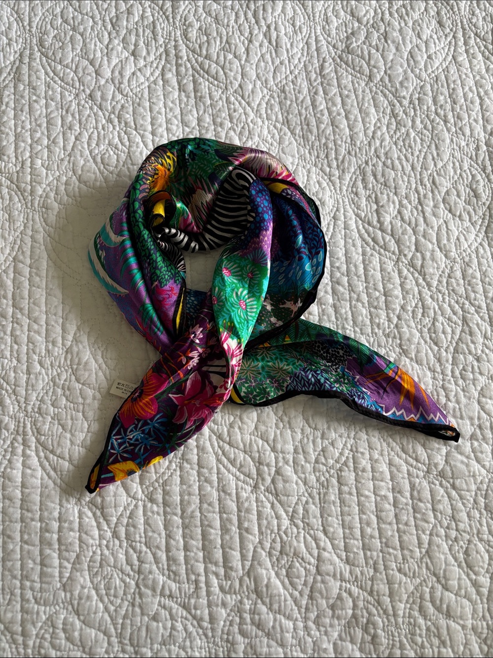 Vibrant Zebra Jungle Silk Scarf - Multicolor Unbranded - Picture 9 of 10